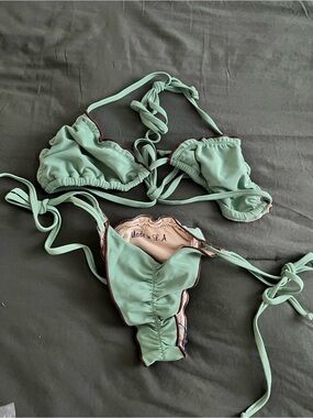 Mint Green Ruched Tie Bikini